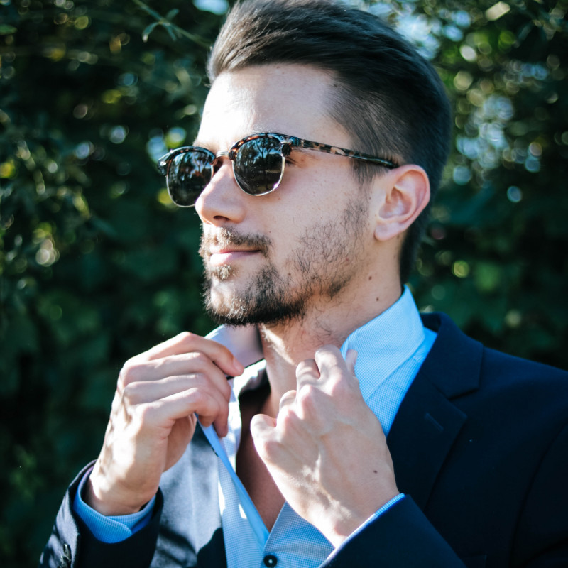 Bleu boutonné Chemise