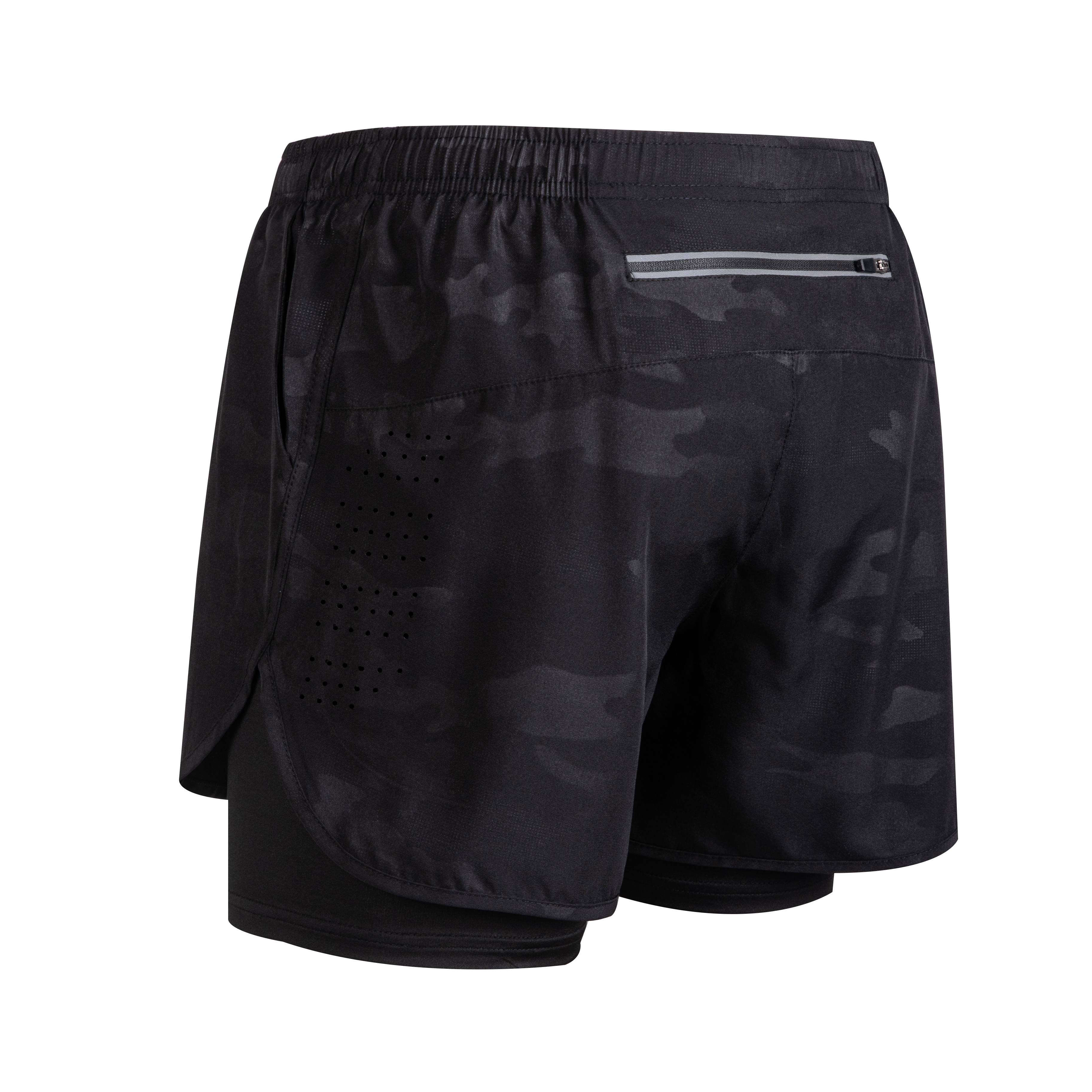 Men's Running Shorts Quick-drying Fitness Black Double Layer Shorts Men New Sport Workout Training Bodybuilding Short Pants
