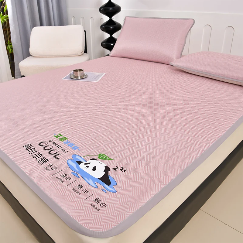 600D Carbon Light Fibres Summer Mat for Bed Soft Comfortable Ice Silk Cooling Mat Can Naked Sleeping Cool Bed Pad Pillowcases