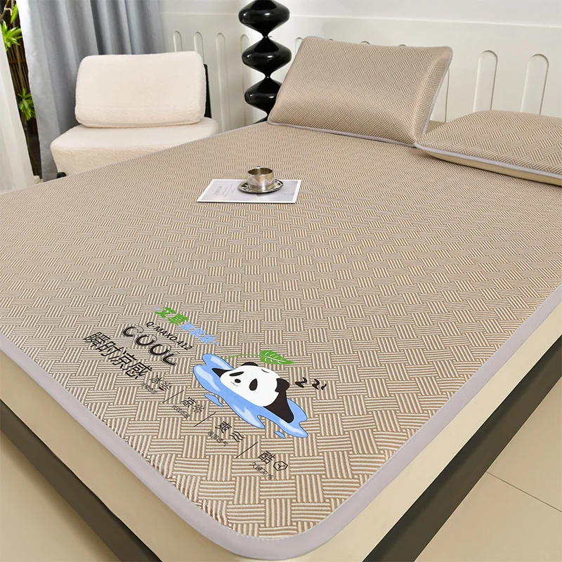 600D Carbon Light Fibres Summer Mat for Bed Soft Comfortable Ice Silk Cooling Mat Can Naked Sleeping Cool Bed Pad Pillowcases
