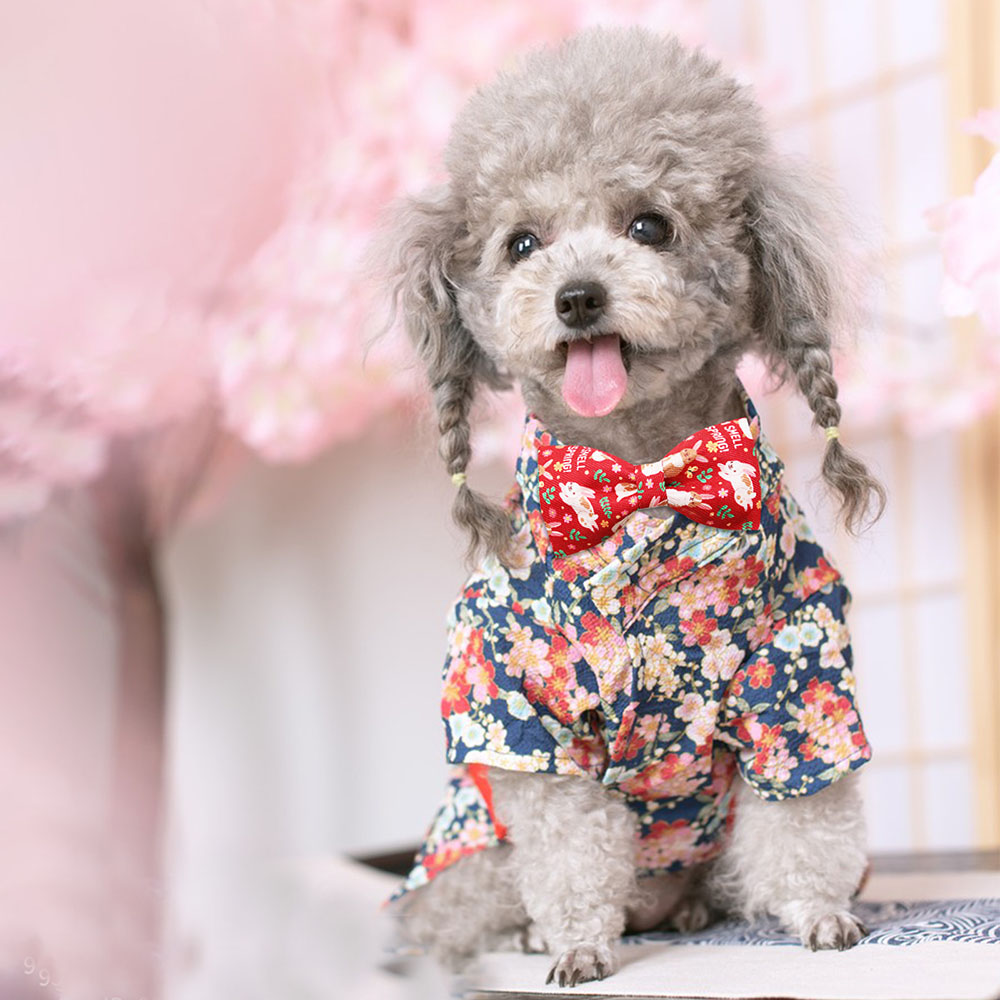 10PCS Dog Bows With Elastic Bands Spring Print Collars For Small Dogs and Cats Movable Pet Dog Bowties Neckties Pet Supplies