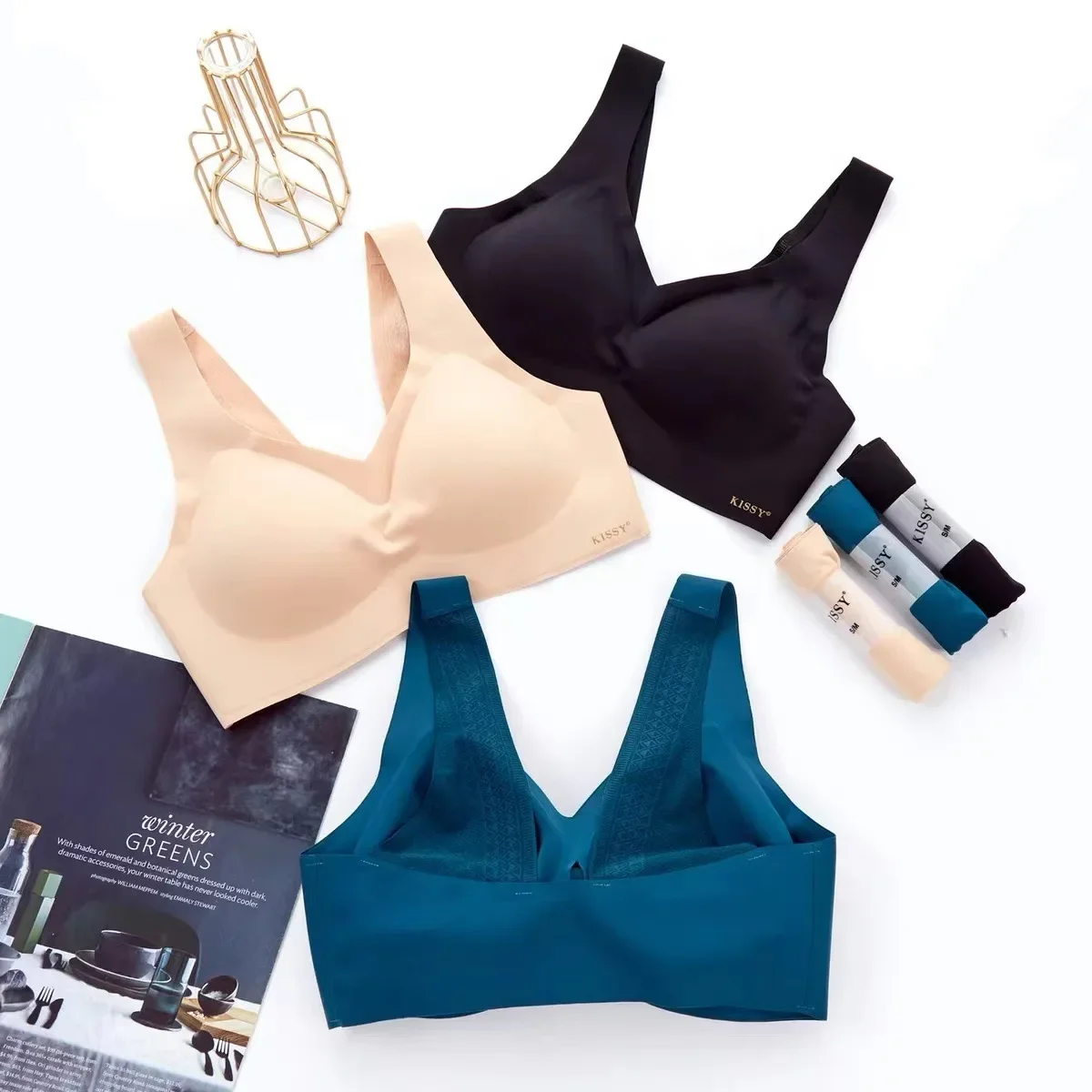 Kissy series underwear seamless vest sports sling lace platinum rimless bra