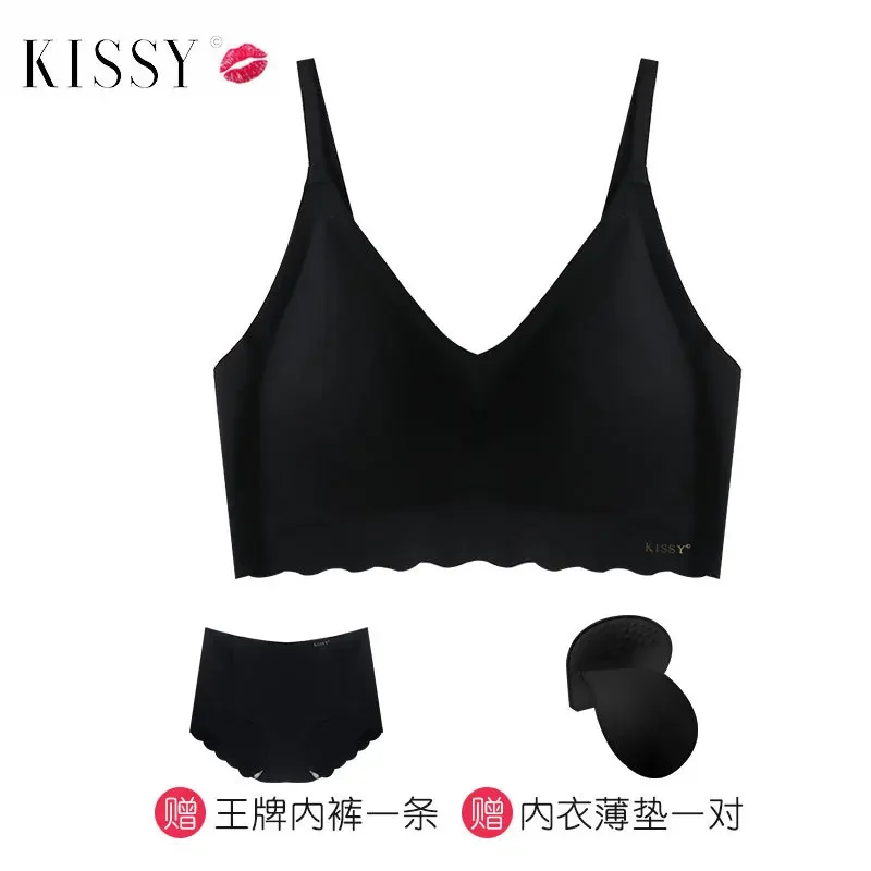 Kissy series underwear seamless vest sports sling lace platinum rimless bra