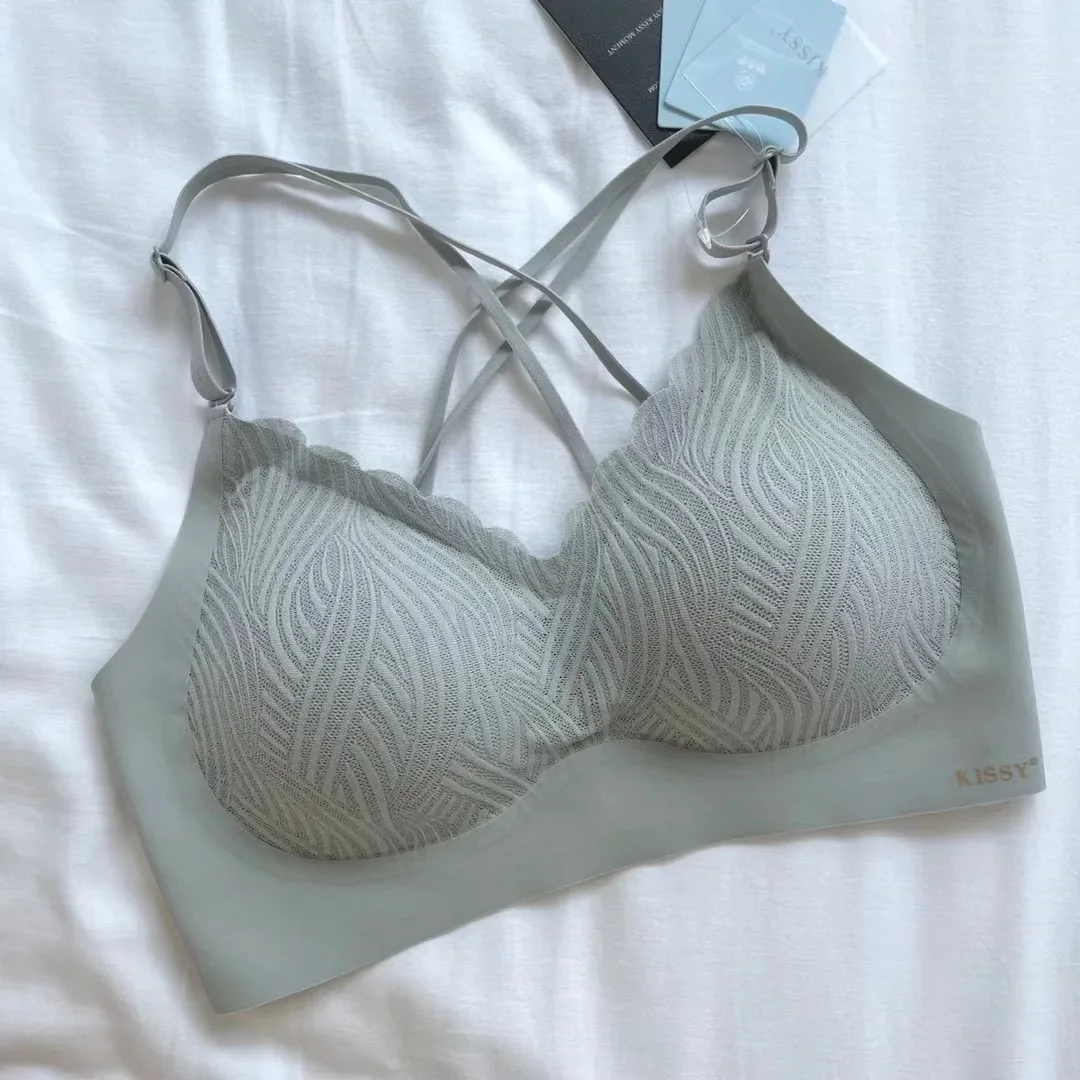 Kissy series underwear seamless vest sports sling lace platinum rimless bra