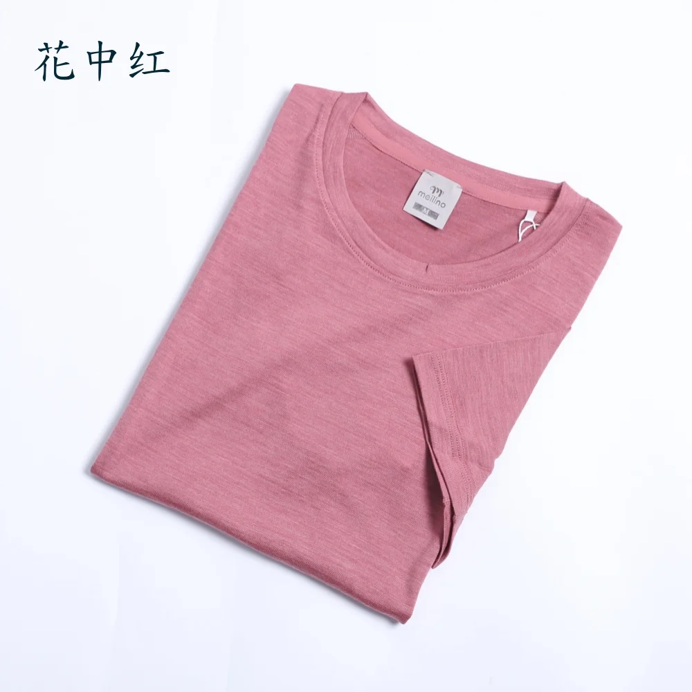 Women's 100% Merino Wool T Shirt Merino Short Sleeve Slim Fit Base Layer Tee Hiking Yoga Running Breathable Wicking Quick Drying