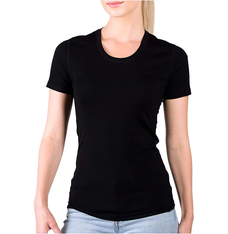Women's 100% Merino Wool T Shirt Merino Short Sleeve Slim Fit Base Layer Tee Hiking Yoga Running Breathable Wicking Quick Drying