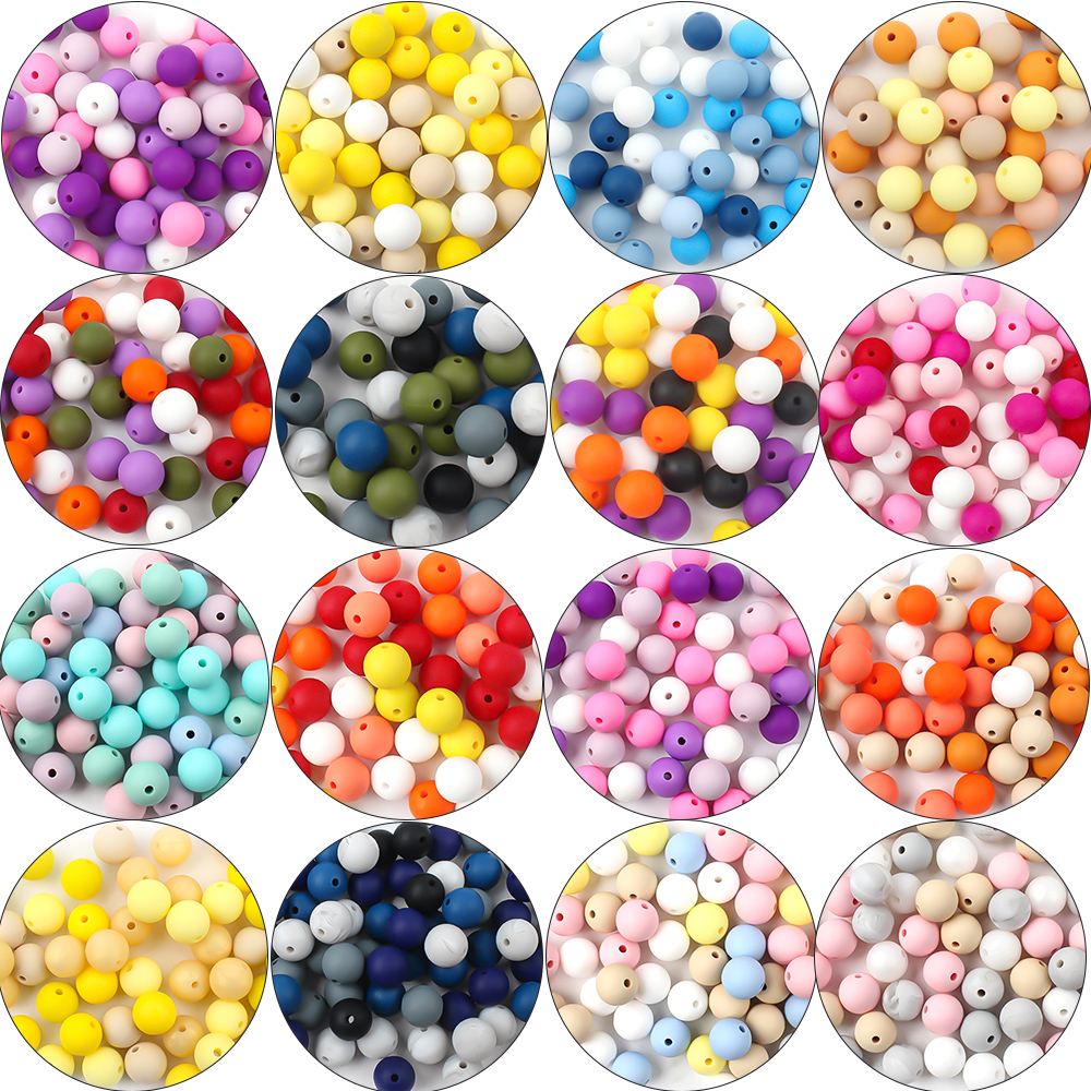 40pcs 9/12/15mm Silicone Round Beads for Pen Decor Jewelry Making DIY Pendant Bracelet Chain Keychain Bulk Handmade ﻿Wholesale