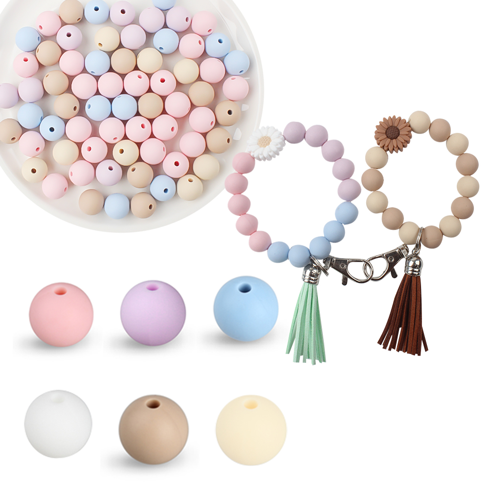 40pcs 9/12/15mm Silicone Round Beads for Pen Decor Jewelry Making DIY Pendant Bracelet Chain Keychain Bulk Handmade ﻿Wholesale