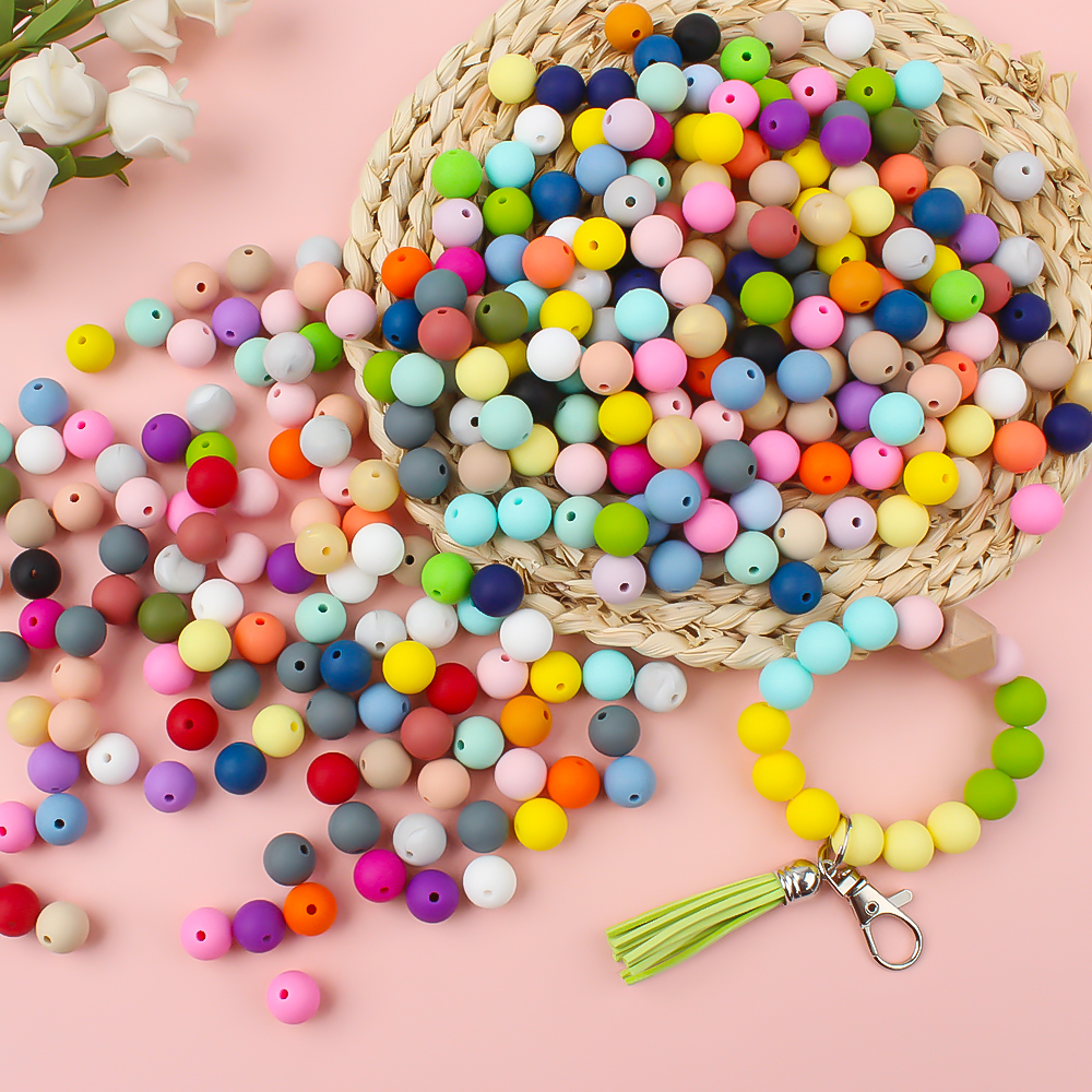 40pcs 9/12/15mm Silicone Round Beads for Pen Decor Jewelry Making DIY Pendant Bracelet Chain Keychain Bulk Handmade ﻿Wholesale
