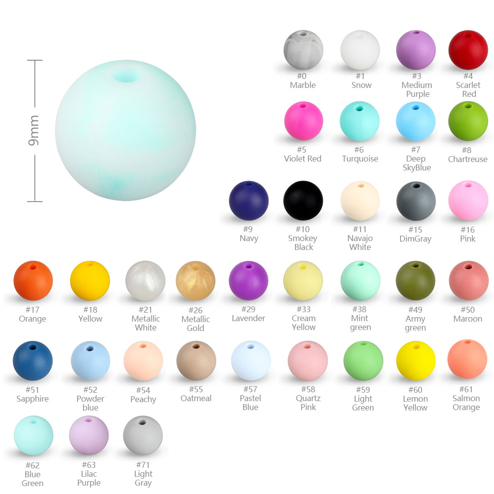 40pcs 9/12/15mm Silicone Round Beads for Pen Decor Jewelry Making DIY Pendant Bracelet Chain Keychain Bulk Handmade ﻿Wholesale