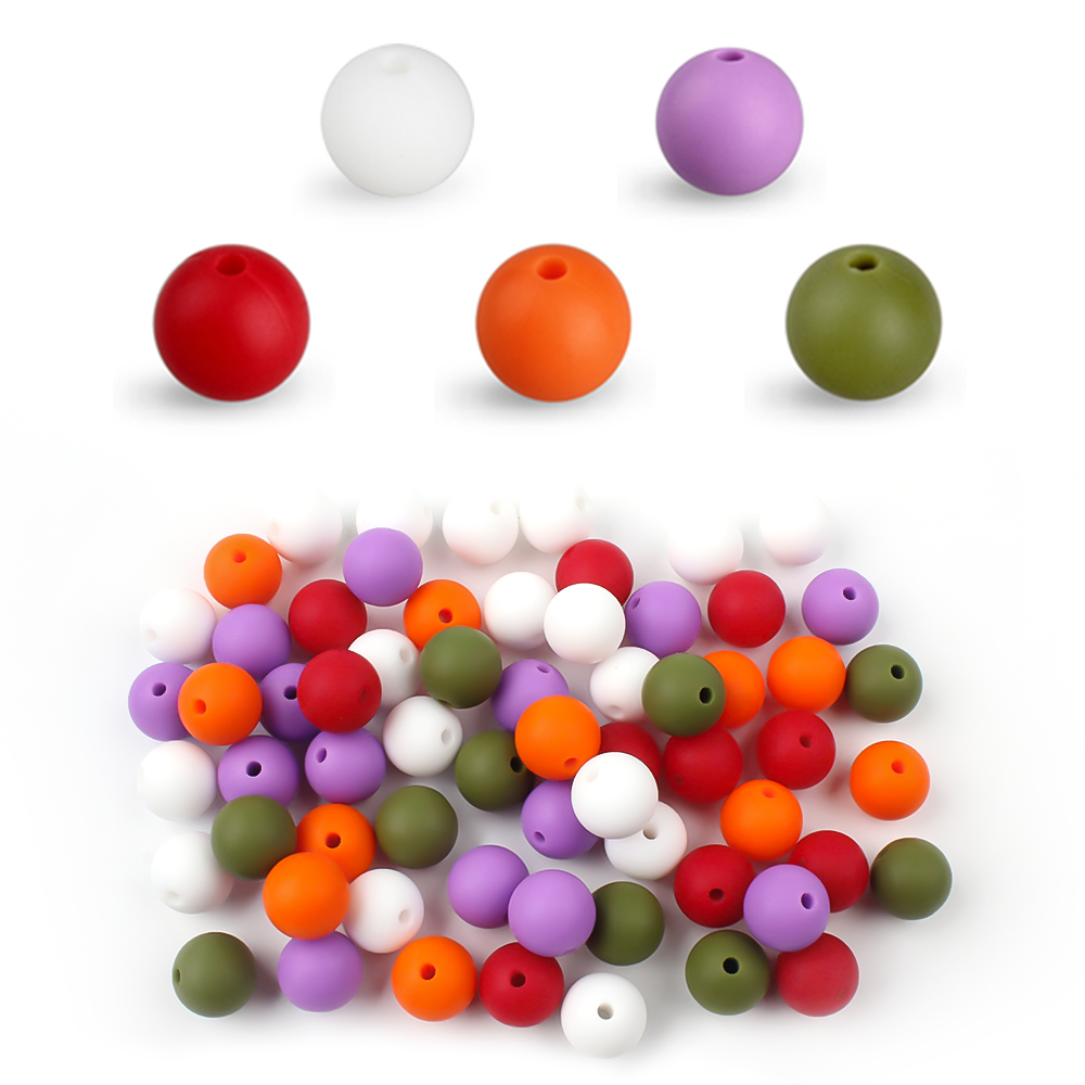 40pcs 9/12/15mm Silicone Round Beads for Pen Decor Jewelry Making DIY Pendant Bracelet Chain Keychain Bulk Handmade ﻿Wholesale