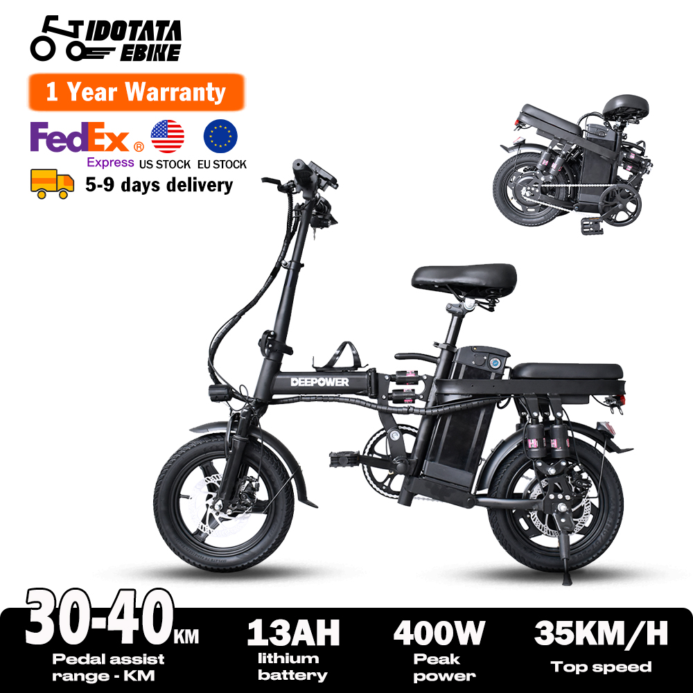 IDOTATA 48V 10Ah accélérateur de vélo électrique pliable, vélo électrique à moteur 400W pour adultes, Mini Ebike pour banlieue u