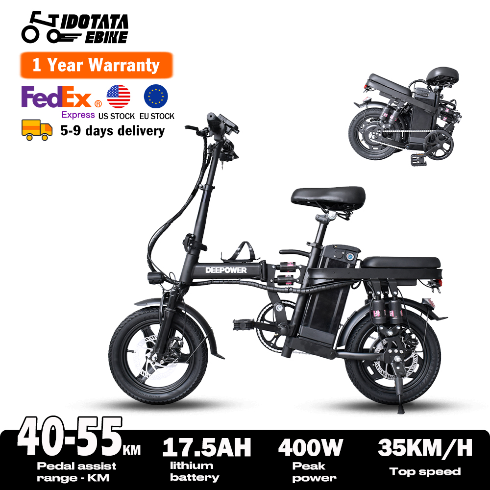 IDOTATA 48V 10Ah accélérateur de vélo électrique pliable, vélo électrique à moteur 400W pour adultes, Mini Ebike pour banlieue u