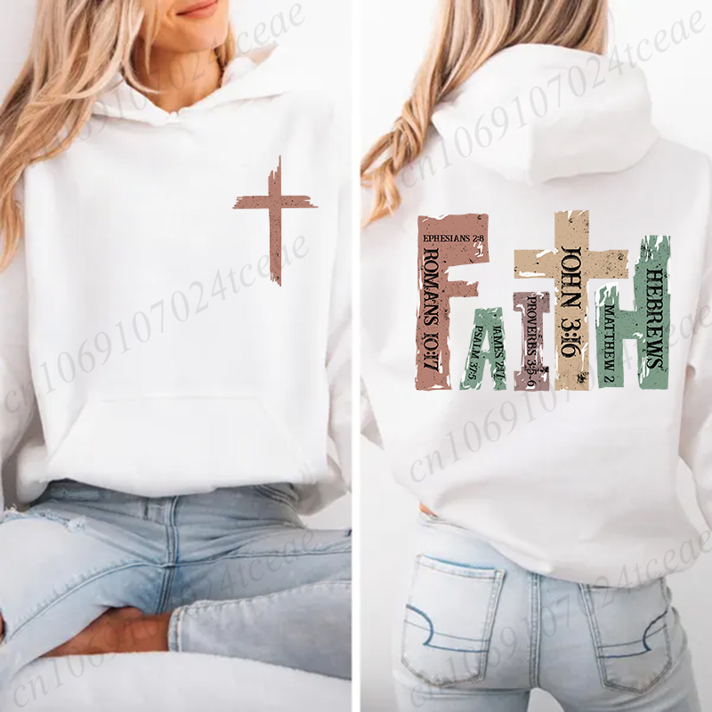 Automne sweat à capuche polaire foi chrétienne à capuche mode coréenne sweats à manches longues haut versets de la Bible jésus c
