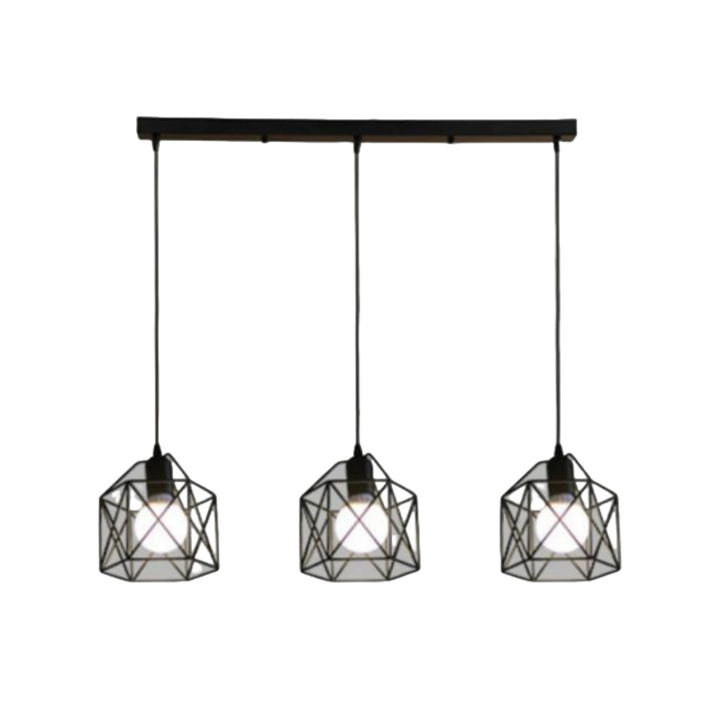 Suspension industrielle Led lampe suspendue moderne pour plafonnier Cage en métal pendentif éclairage île salle à manger