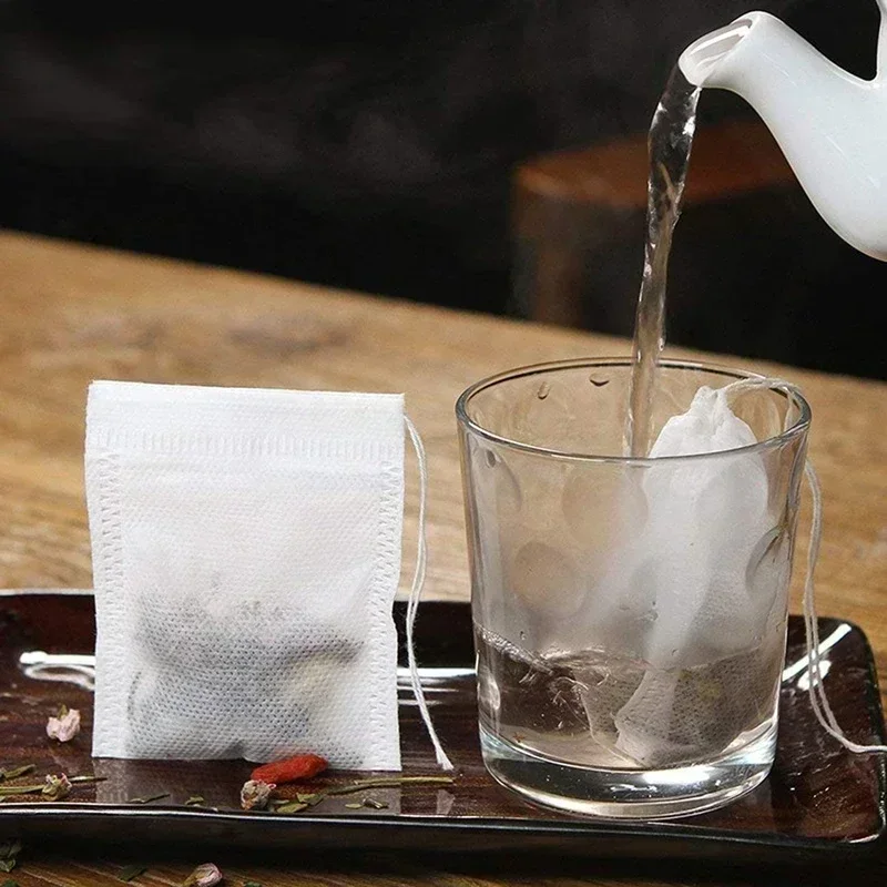 100/200PCS Disposable Tea Filter Bags Non-woven Fabric Tea Bag with Drawstring Kitchen Filter Paper for Coffee Herb Loose Tea